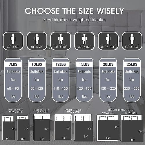 Weighted Blanket for Adults 25lbs, 88"x104", Cal King Cooling Heavy Throw Blanket for 220-280lbs, Microfiber Soft Thick Big Blankets Weighted Comforter Breathable Gift for Sleeping, Grey 7