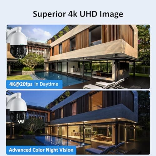 SV3C 36X Zoom PTZ POE Camera Outdoor, Auto Tracking 4K ONVIF IP Wired Camera, Person Vehicle Motion Detection, Floodlight Color Night Vision, Two Way Audio, Camhipro, Preset, BlueIris, 24/7 Recording 6