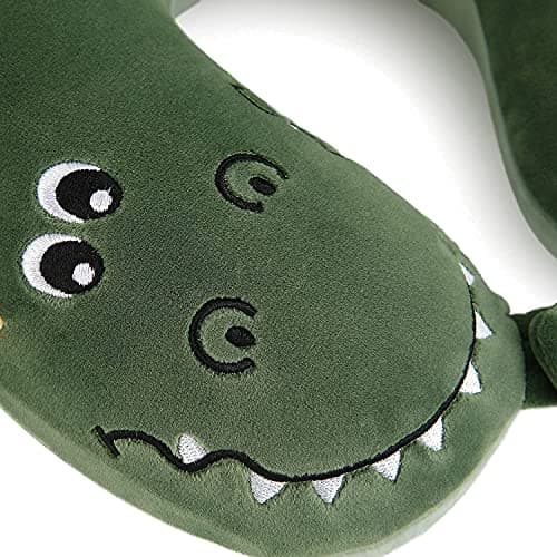 Niuniu Daddy Crocodile Kids Neck Pillow for Traveling, 100% Memory Foam Travel Pillow, Airplane Travel, Road Trip Essentials for Children Neck Support, Stop Head from Falling Forward to Sleep 5