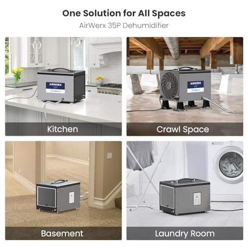 BaseAire Crawlspace Dehumidifier with Pump, Compact Dehumidifiers for Commercial, Basement and Water Damage with Drain Hose, 70 PPD, Auto Defrost, GLGR Technology, Up to 1000 Sq Ft 9