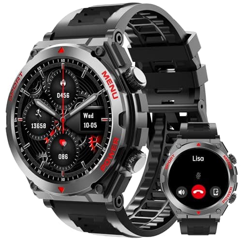 Bvlrksc Smart Watch for Men Built-in GPS(Answer/Make Call/Text), 1.46" AI Smartwatch for Android Phones/iPhone, 100+ Sport Mode Fitness Tracker with Health/Sleep Monitor (Black, 1.52)