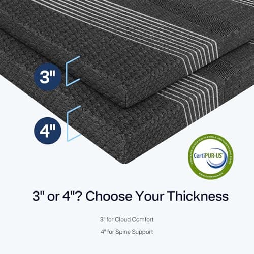 Fancylion 3 Inch Memory Foam Mattress Topper Full, Cooling Gel Foam Mattress Topper for Back Pain Relief with Washable Cover & Non-Slip Base, CertiPUR-US Certified 5