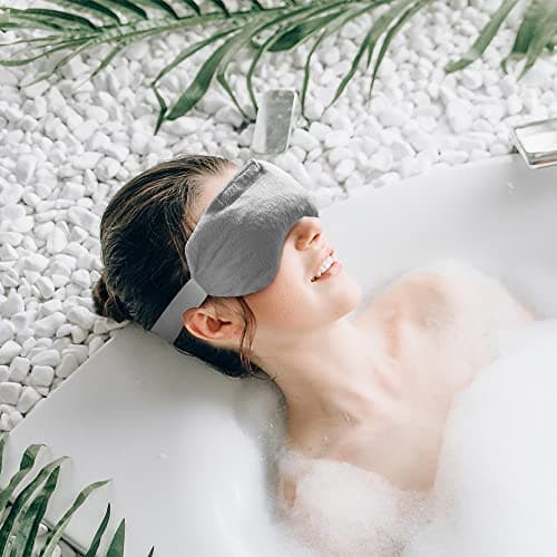 Umisleep Lavender Eye Mask, Aromatherapy Weighted Sleep Mask for Dry Eyes Men Women, Microwave Heated Hot Therapy Eye Cover Moist Compression Pain Relief, Pillow for Puffy Eyes, Sinus Pain, Grey 8