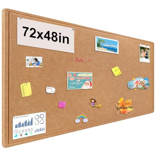 Large Bulletin Board, Foldable 72x48 Inches Cork Board Alternative, Large Felt Board Decorative Pin Board for Wall, Foldable Photo Board Self-Adhesive Vision Board with 36 Pushpins Brown