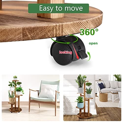 GEEBOBO 5 Tiered Tall Plant Stand for Indoor, Wood Plant Shelf Corner Display Rack, Multi-tier Planter Pot Holder Flower Stand for Living Room Balcony Garden Patio (Walnut) 5