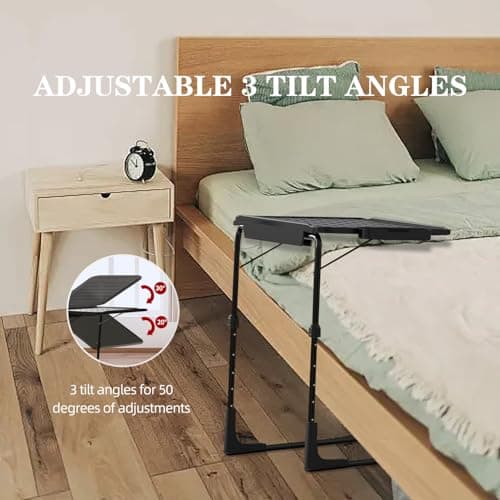 TV Tray Table, Folding TV Dinner Tray Table with Cup Holder, 6 Height & 3 Tilt Angle Adjustable Laptop Table for Couch, Bed 5