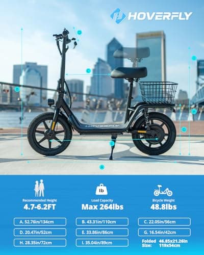 Hoverfly Z5 Electric Scooter with Seat for Adult, 18.6Miles Range&15.5Mph Power by 400W Motor, 14" Pneumatic Tire&Height Adjustable Seat, Foldable Commuter Scooter with Phone Holder, Hook&Carry Basket 7
