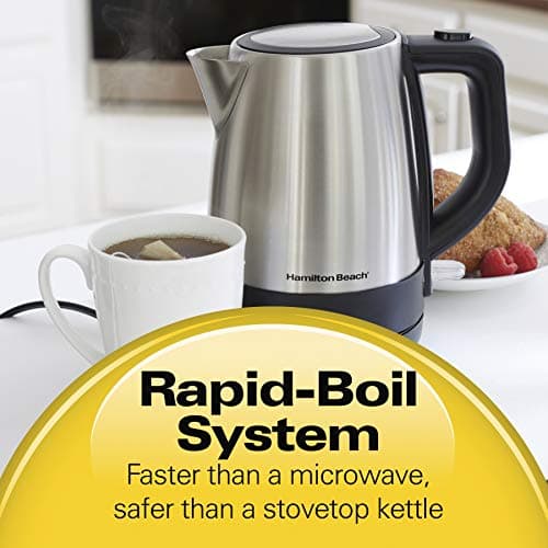 Hamilton Beach Electric Tea Kettle, Water Boiler & Heater, 1 L, Cordless, Auto-Shutoff & Boil-Dry Protection, Stainless Steel (40998) 2