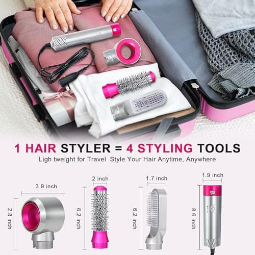 Blow Dryer Brush Set, Air Sculpt 3-in-1 Hot Air Brush Blow Dryer - Salon Blowout Styler for Curling, Volumizing & Straightening with 3 Interchangeable Heads, Sleek & Frizz-Free Hair, ALCI Safety Plug 7