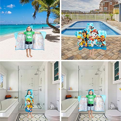 Paw Patrol Blue Bath/Pool/Beach Soft Cotton Terry Hooded Towel Wrap, 24" x 50", By Franco Kids 6