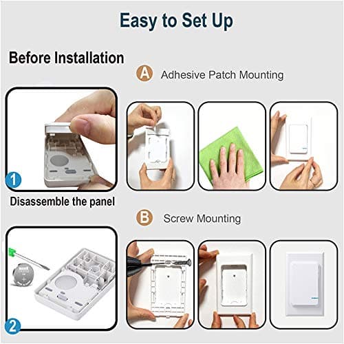 Thinkbee Wireless Light Switch and Receiver Kit, Mini Remote Control Switch with Wall Plate for Ceiling Lights, Lamps, Lighting Fixture, No Wiring No WiFi Needed, Outdoor 1969ft Indoor 328ft RF Range 7