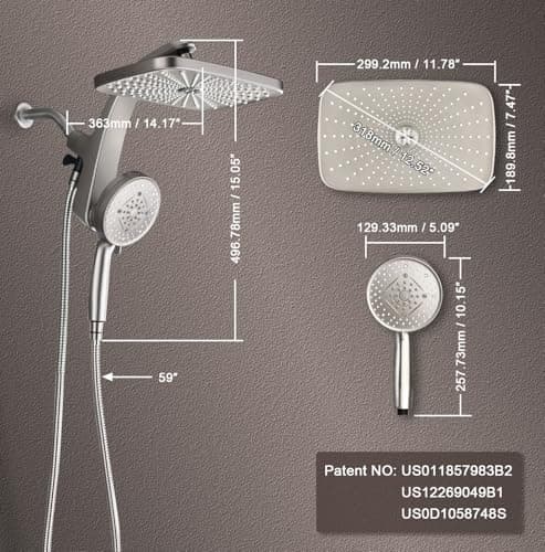 High Pressure Rain Shower Head: Upgrade Shower Heads with Handheld Spray Combo with Fixed Showerhead and 10 Sprays Handheld Shower Head, Detachable Showerheads Built-in Magnetic Docking and Power Jets 8