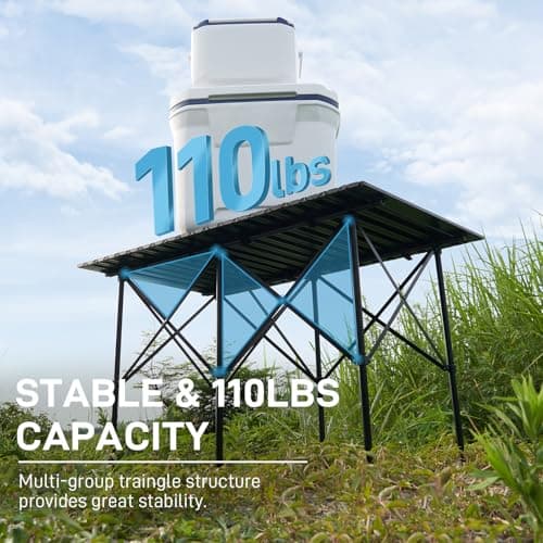 EVER ADVANCED Camping Table, Fold up Lightweight, 4-6 Person Portable Roll up Aluminum Table with Carry Bag for Outdoor, Support Up to 110LBS, Black 6