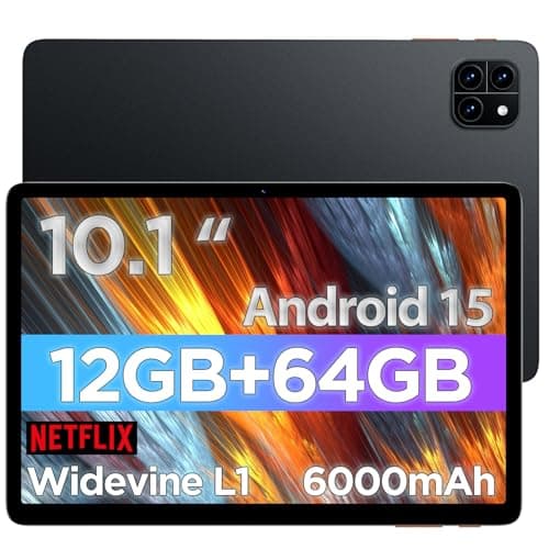 Android Tablet, Computer Tablets, 10.1 inch Android 15 Tablet with Octa-core Processor RAM 12GB ROM 64GB(Up to 2 TB), 800x1280 Resolution, WiFi 6 & Bluetooth, Dual Speakers, 5MP+8MP, 6000mAh battery