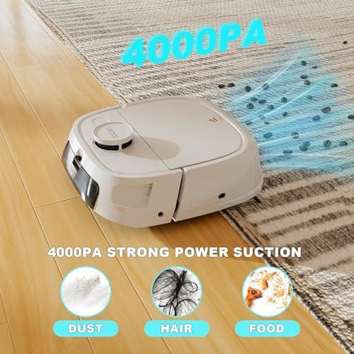 TECBOT Robot Vacuum and Mop (M1 Pro) - LiDAR Robotic Vacuums Cleaner for Home with Pet Hair, Carpet, Hardwood Floors, Auto Smart Mopping, Self Cleaning, Avoids Obstacles, Voice Control, White 6