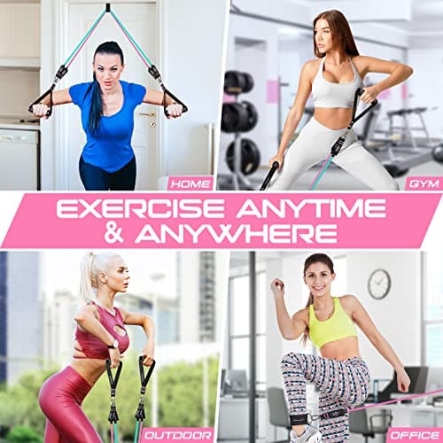 RENRANRING Resistance Bands for Working Out, 150LBS Exercise Bands, Workout Bands, Resistance Bands Set with Handles for Men Women, Legs Ankle Straps for Muscle Training 5