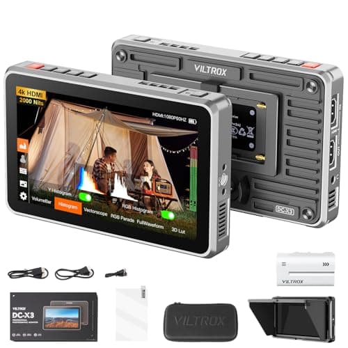 VILTROX DC-X3 Touchscreen Camera Field Monitor, SDI in/Out HDMI in/Out 4K Camera Video Monitor with Battery Sunshade Hood,Camera Touchscreen Monitor for Sony Canon Nikon，2000nits,3D LUT,1920X1080