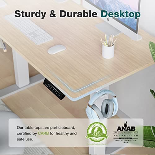 Sweetcrispy Electric Standing Desk,48 x 24in Adjustable Height Electric Stand up Desk Standing Computer Desk Home Office Desk Ergonomic Workstation with 3 Memory Controller, Bamboo Texture 5