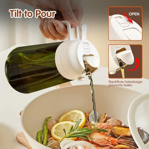 YARRAMATE 16oz/470ml Light-Blocking Dark Oil Sprayer for Cooking, 2 in 1 Olive Oil Dispenser Bottle for Kitchen, Premium Dark Green Glass Oil Bottle, Food-Grade Oil Mister for Air Fryer, BBQ (White) 6