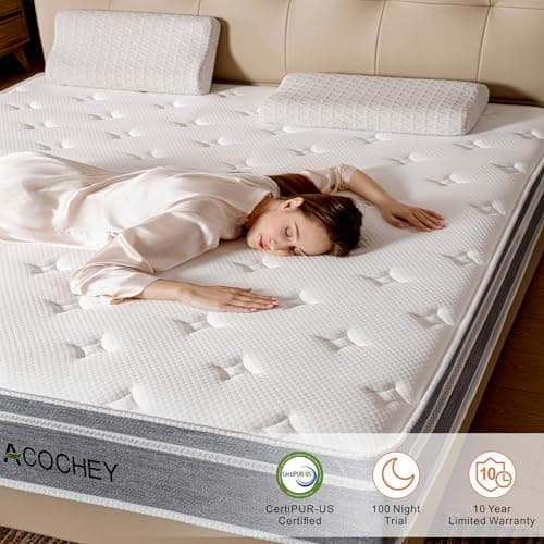 Medium Firm Acochey Hybrid Mattress, 10 Inch Full, Gel Memory Foam, Breathable & Cooling, CertiPUR-US 7