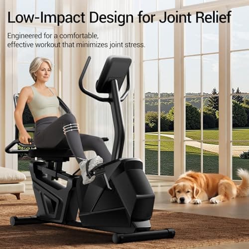 CURSOR FITNESS Recumbent Exercise Bike, Quiet Recumbent Stationary Bike for Adults & Seniors, Magnetic Stationary Bike with 16-Level Resistance, Supports 350LB, Heart Rate Handle & LCD Display 7