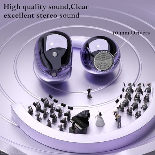 EarAccord Clip on Ear Buds, Open Ear Clip Bluetooth 5.4 Headphones, Designed for Small Ears & Glasses, Women's 4.2g Ultra-Light OWS Earring Earbuds, Secure-Fit & All-Day Wear for Workout, Yoga Purple 5