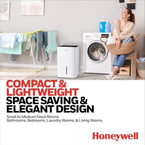 2024 NEW! Honeywell 50-Pint ENERGY STAR Dehumidifier with Built-in PUMP – Laundry Mode, Auto-Comfort Mode & Thermal Overload Protection, TPFIT50PWK 8