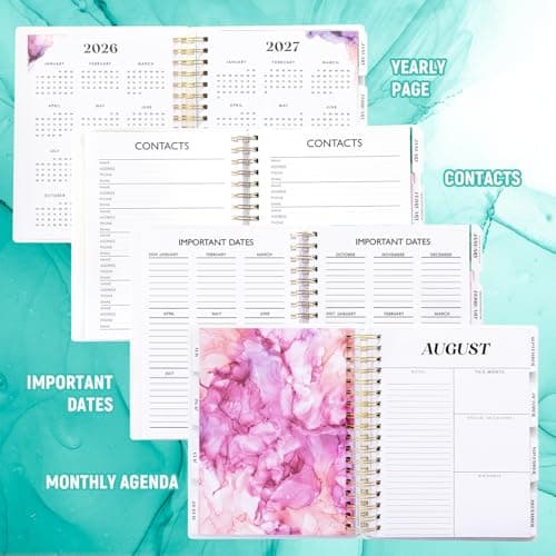 Planner 2026-2027, Large 18 Months Academic Daily Weekly Monthly Planner Yearly Agenda Jan. 2026–June. 2027, 7.9" x 9.8", Page Tabs, Separator Page, Pocket Folder, Bookmark, Stickers, Sticky Note Set 6