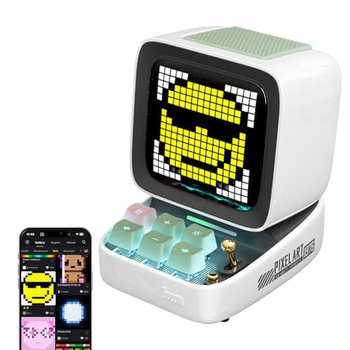 Divoom Ditoo Pro Retro Pixel Art Game Bluetooth Speaker with 16X16 LED App Controlled Front Screen (White)