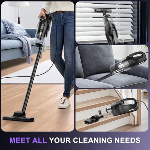 SOWTECH Corded Stick Vacuum Cleaner, 20Kpa Powerful Suction Stick Vacuum with 23Ft Cord, 6 in 1 Lightweight Vacuum Cleaner for Hard Floor Pet Hair, Black 5
