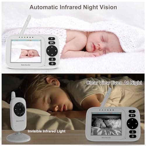 Baby Ganibs Baby Monitor with Camera and Audio, 3.2'' IPS Portable Baby Monitor No WiFi with 1000ft Long Range, Remote Pan-Tilt Video Baby Monitor, Infrared Night Vision, ECO Mode, Powerful Battery 6