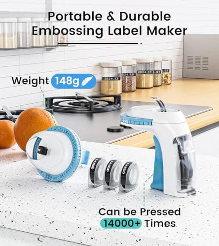 Embossing Label Maker Machine with Tapes, Embossed Label Maker Vintage, Retro Embosser Manual with 3Roll 3D Embossing Labels-Waterproof, Old School Labeler for Home Office Classroom Gifts Scrapbook 8