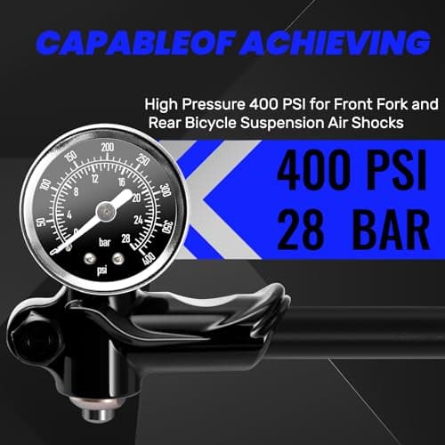 Gylbuz High Pressure Shock Pump: Bike Shock Air Pump with Gauge 400 PSI for Front Fork and Rear Suspension for Mountain Road Bicycle Fits Schrader Valve 5