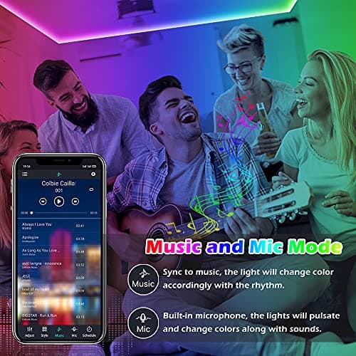 100ft Led Strip Lights,Long Smart Led Light Strips Music Sync 5050 RGB Color Changing Rope Lights,Bluetooth APP/IR Remote/Switch Box Control Led Lights for Bedroom,Home Decoration,Party,Festival 6