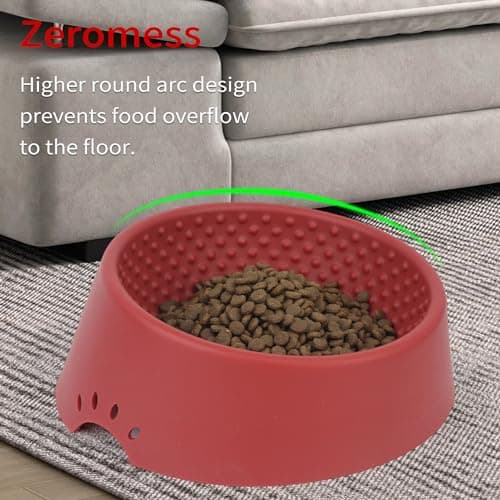 MCHXN Pet Dog Food Bowl 10° Slanted ，Silicone Material， Easy to Clean Non-Skid & Non-Spill Easier to Reach Food L/2.5 Cups Red 7