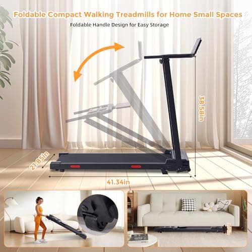 Portable Walking Pad Treadmill with Handle Bar, 3.0HP Electric Home Small Walking Pads Treadmills with Handles for Small Spaces, 0.6-6.2MPH Under Desk Treadmill for Home Office Small, 320LBS 6