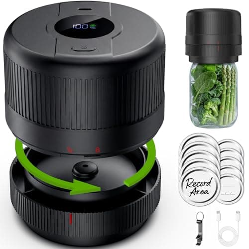 Wothfav Mason Jar Vacuum Sealer Kit, Electric Sealer for Wide, Regular Mouth Mason Jars, Portable Vacuum Sealer for Jars, Birthday Gift for Her, Gifts for Mom, Grandma