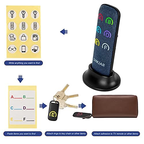 Key Finder with Thinner Receivers & Advanced Fabric Remote, Simjar 80dB+ RF Item Locator with 131ft Working Range Wireless Item Tracker Support Remote Control for Finding Pet, Wallet 5