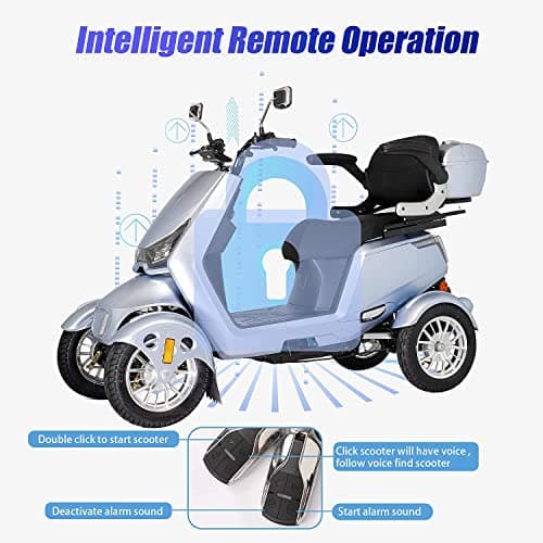 Mobility Scooters for Seniors & Adults 500lbs Capacity - All Terrain Electric Powered Wheelchair Device - Heavy Duty Mobility Scooter for Travel, Elderly w/Remote Key (Blue) 5