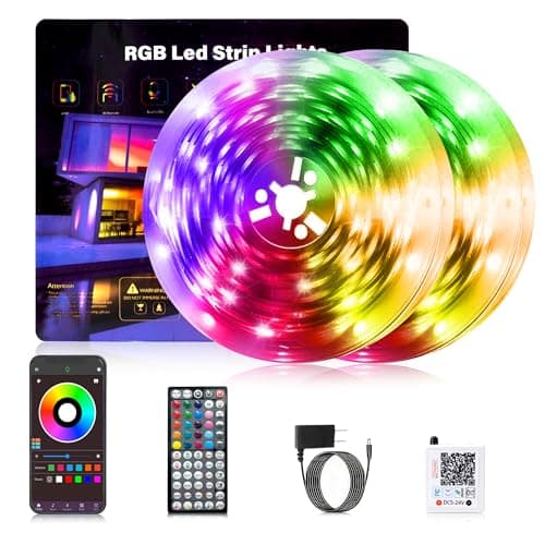 NBBUFF Led Lights for Bedroom, 200FT (2 Rolls of 100FT) RGB Led Strip Lights Sync with Music, Smart App Controlled Strip Lights for Bedroom with Remote, Ideal Lights for Room Party and Home Decor