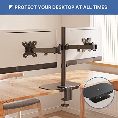 IMtKotW Monitor Mount Reinforcement Plate for Thin, Glass and Other Fragile Tabletop, Steel Bracket Plate Compatible with Most Monitor Stand C-Clamp Installation,Black 2