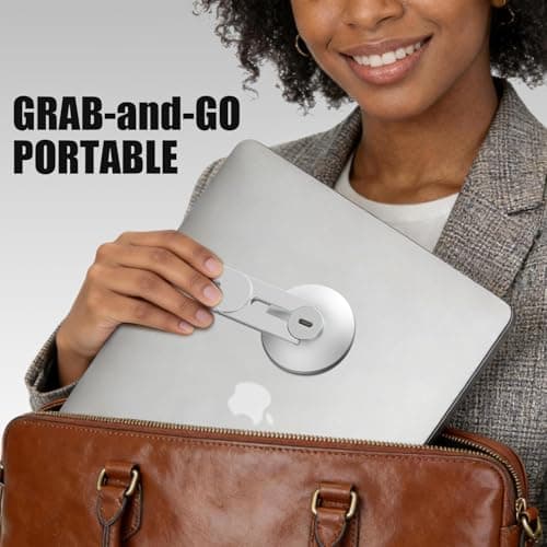 MAGDIGITEH Laptop Phone Holder, Magnetic Phone Stand 15W Fast Wireless Charger for MagSafe for iPhone 17/16/15/14/13/12 & All Phones for Tesla (Silver) 6