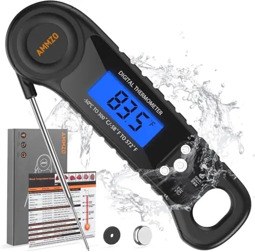AMMZO Meat Thermometer Digital, Candy Thermometer Food Thermometer Instant Read Thermometer Waterproof with Backlight for Cooking, Deep Fry, BBQ, Grill, Smoker and Roast