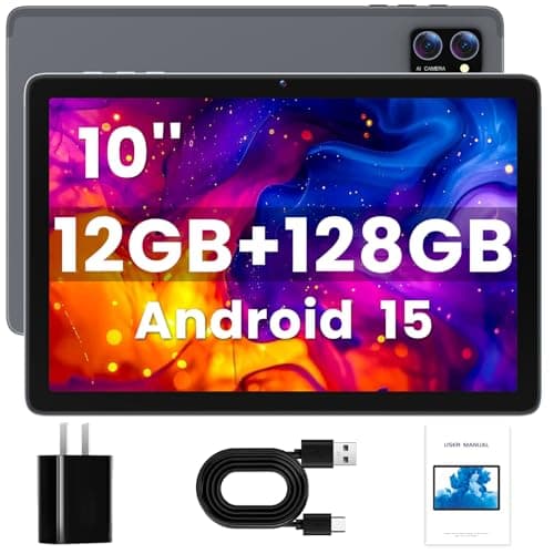 Winsing Android Tablet 10 Inch, Android 15 Tablets 2025 for Adults, Octa-Core, 12GB RAM,128GB Storage(2TB Expandable), Large Touch Screen Tablet with 10H Battery Life,WiFi & Bluetooth 5.0,Gray