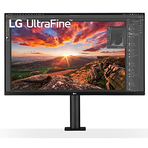 LG 32UN880-B 32" Ultrafine Monitor Ergo UHD 4K (3840 x 2160) IPS Display, HDR 10, USB Type-C, P3 (D65) 95%, 350nits (typ.), Ergonomic Stand with C-Clamp - Black