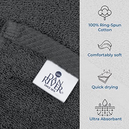 DAN RIVER Pack of 1 Jumbo Bath Sheet 40x80 Inches, Extra Large Gray Bath Towels Oversized, Absorbent Cotton Towels for Bathroom 9