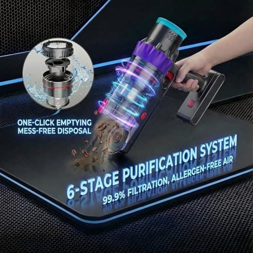 Cordless Vacuum Cleaner, 550W 48kPa 60 Mins Runtime Vacuum Cleaners for Home, Stick Vacuum with Intelligent Display, Rechargeable Battery and Anti-Tangle Brush, Perfect for Pet Hair/Carpet/Floors 6