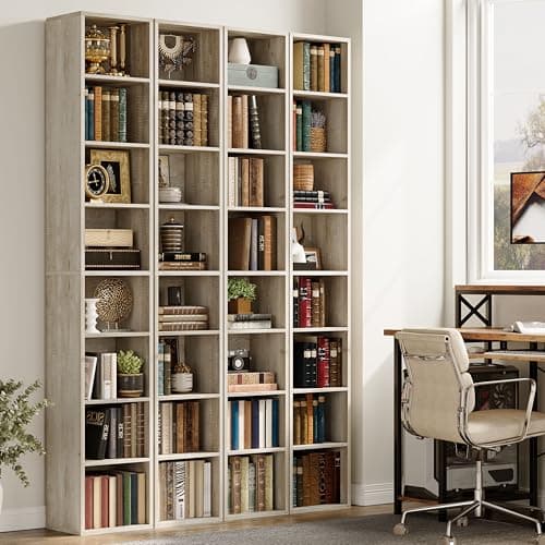 IRONCK Tall Narrow Bookshelf 8 Tiers 71in Set of 2, Compact Corner Bookcase, Easy to Match for Living Room, Office, Study, Bedroom 7