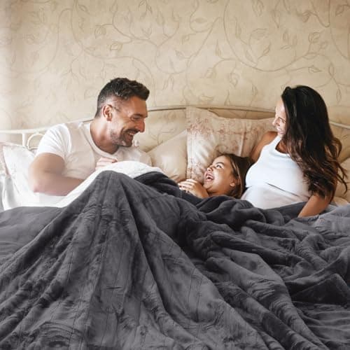 HOW'S MY HOUSE Heated Blanket 84" x 90", Dual Control Electric Blanket Queen Size with 10 Time Settings & 6 Heating Levels, Over-Heat Protection, Flannel Sherpa Super Cozy with ETL Certification, Gray 9