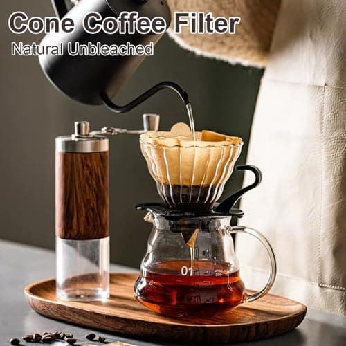 200 Count Coffee Filter #2, 2 Coffee Filters Cone Unbleached Disposable Coffee Filters 2 Cone Paper Fits for Drip and Compatible with Pour Over Coffee Maker(2-6 Cup) 6